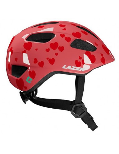 Hjälm Lazer Nutz 2.0 KinetiCore Little Hearts +Grönt spänne (Turnfit) 50-56cm